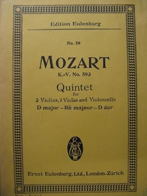 MOZART W. A. Quintet KV 593 Violon Alto Violoncelle