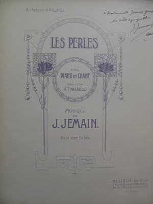 JEMAIN Joseph Les Perles Dédicace Chant Piano 1912