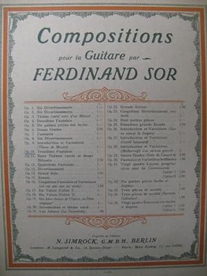 SOR Ferdinand Fantaisie No 3 op 10 Guitare