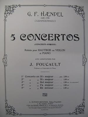 HAENDEL G. F. Concerto No 2 Hautbois Piano