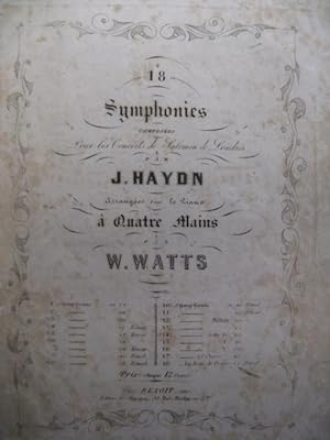 HAYDN Joseph Watts Symphonie n°6 Piano 4 mains