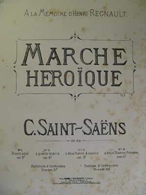 SAINT-SAËNS Camille Marche Héroïque Piano 4 mains 1872