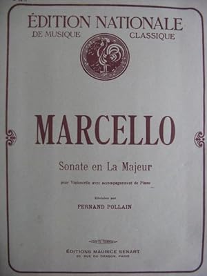 MARCELLO Benedetto Sonate en La Majeur Violoncelle Piano 1922