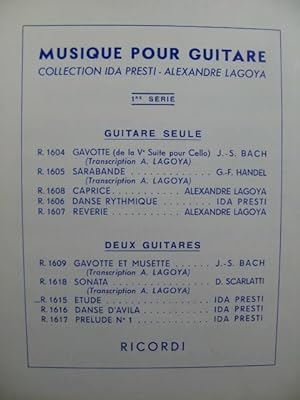 PRESTI Ida Etude No 1 pour 2 Guitares 1959