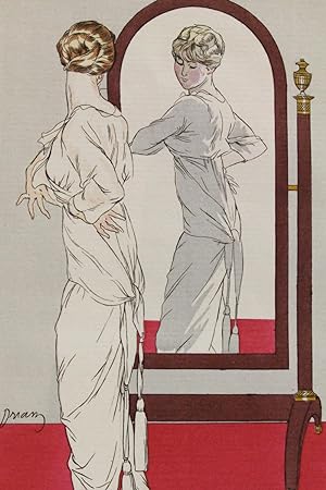 Costumes parisiens. Robe de linon de fil (pl.98, Journal des Dames et des Modes, 1913 n°42)
