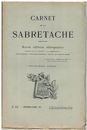 Carnet de la Sabretache, n° 279, septembre - octobre 1922.
