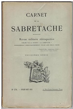 Carnet de la Sabretache, n° 278, juillet -août 1922.