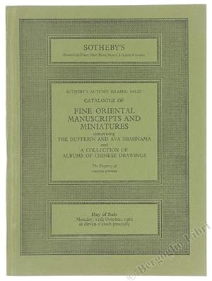 CATALOGUE OF ORIENTAL MANUSCRIPTS AND MINATURES. Date of Sale Monday 11th October, 1982.: