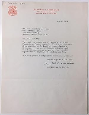 Typed Letter Signed on "Cardinal's Residence" letterhead