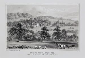 Original Antique Lithograph Illustrating Iridge Place in Sussex, The Seat of Sir S. B. P. Micklet...