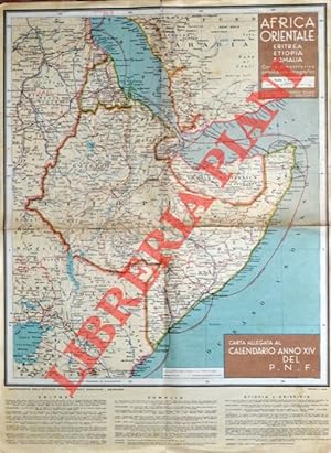 Africa orientale. Eritrea. Etiopia. Somalia. Carta dimostrativa politica-oro-idrografica.
