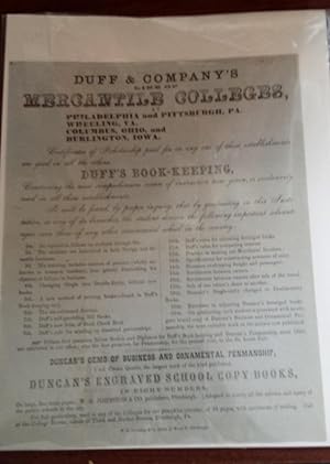 Duff & Company's Line of Mercantile Colleges at Philadelphia and Pittsburgh, PA. Wheeling, VA., C...