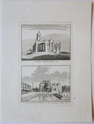 De Kerk te Westkapelle. 1743. / De Hof van den Hr. van Domburg en de Toren van Domburg in 't Vers...