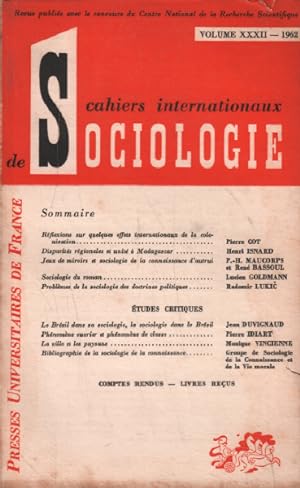 Cahiers internationaux de sociologie /volume XXXII / Cot pierre : reflexions sur quelques effets ...
