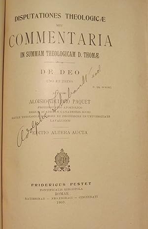DISPUTATIONS THEOLOGICA SEU COMMENTARIA SUMMAM THEOLOGICAM D. THOMAE