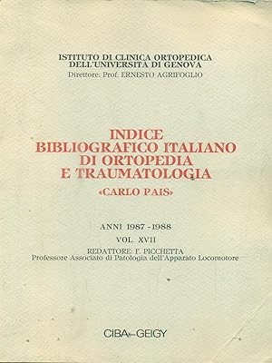 indice bibliografico italiano di ortopedia e traumatologia anni 1987-1988 vol XVII