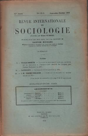 Revue internationale de sociologie / septembre -octobre 1933 / becker : la part du sentiment dans...