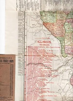 THE RAND-McNALLY VEST POCKET MAP OF ILLINOIS:; Showing all Counties, Cities, Towns, Railways, Lak...