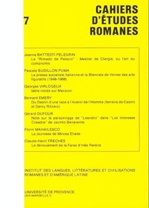 Cahier d'Etudes Romanes, n°7. Institut des Langues, Litteratures et Civilisations Romanes et d'Am...
