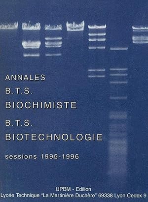 Annales, Brevet de technicien supérieur Biochimiste - Session 1995-1996