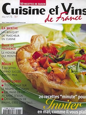 Cuisine & Vins de France, Mai 2001, N°78, 20 Recettes "minute" pour INVITER en mai, comme il vous...