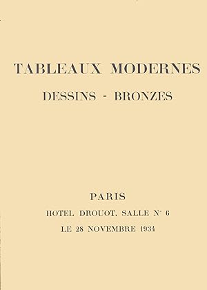 Tableaux Modernes : Dessins - Bronzes (Hôtel Drouot, le 28 novembre 1934