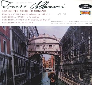 [Disque 33 T Vinyle] Tomaso Albinori, adagio per archi ed organo, ensemble instrumental sinfonia,...