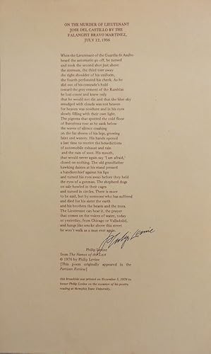 On The Murder of Lieutenant Jose Del Castillo By The Falangist Bravo Martinez, July 12, 1936 (Sig...