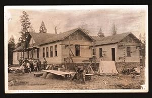 Building the Hospital at Invermere, BC: 1914; Photo Postcard