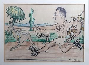 WWII caricature: Lt. Gen. Guy Simonds, inventor of the Kangaroo Armored Personnel Carrier