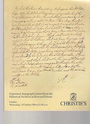 Christies 1994 Important Autograph Letters from Boxwood House