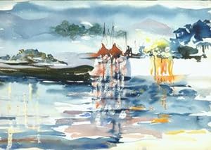 Untitled Watercolor. (Harbor scene).