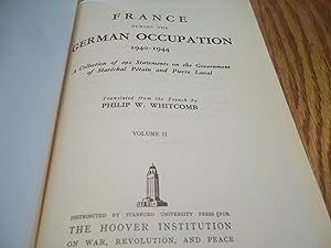 France During the German Occupation 1940-1944 Volume 2