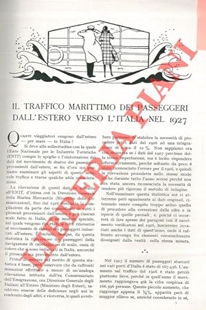 Il traffico marittimo dei passeggeri dall'Estero verso l'Italia nel 1927.