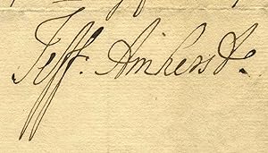 Document signed in 1760 by Jeffrey Amherst while Major General and Commander in Chief of all His ...