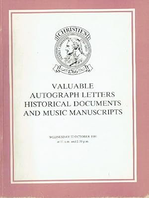 Christies October 1980 Valuable Autograph Letters & Historical Documents