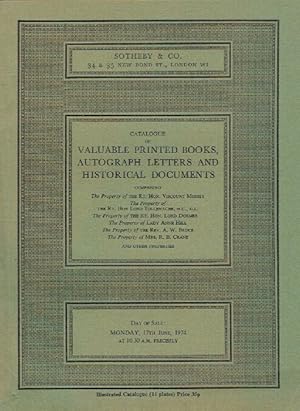 Sothebys June 1974 Valuable Printed Books & Historical Documents