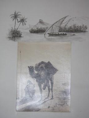 Album with Outstanding Pen-and-Ink Artwork Worked Around Albumen Prints of Artworks