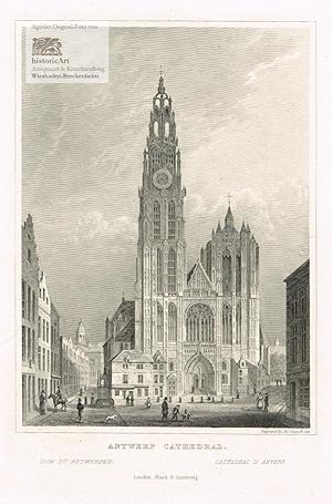 Antwerp Cathedral. Dom zu Antwerpen. Cathedral d'Anvers. Schöne Ansicht der Kathedrale von Antwer...