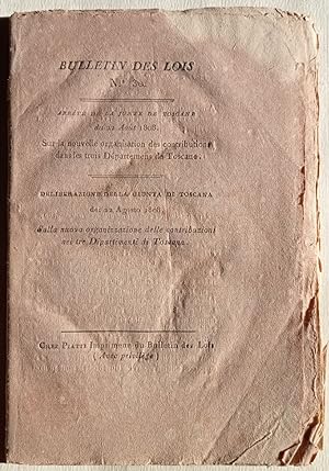 Bulletin des lois N° 30. Arrété de la Junte de Toscane du 22 Août 1808.