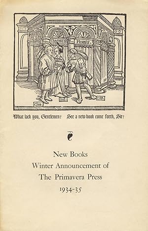 New books, winter announcement of the Primavera Press, 1934-35 [cover title]