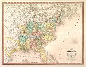'CARTE DES ÉTATS-UNIS D'AMÉRIQUE.'. Map of the states east of the Mississippi and the adjacent In...