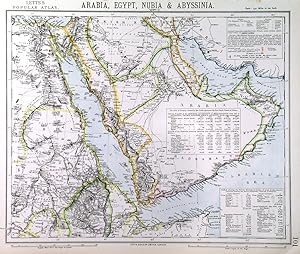 ARABIA, EGYPT, NUBIA & ABYSSINIA. Detailed map of Arabia, incl. Egypt and the Soudan. Inset tab...