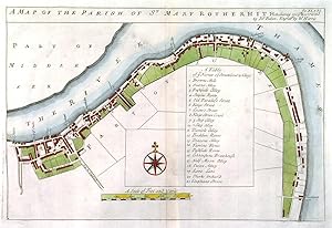 A MAP OF THE PARISH OF ST. MARY ROTHERHITH.. Plan of the settlements along Rotherhithe Street o...