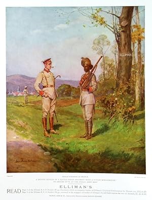 INDIAN SOLDIERS IN FRANCE. A British officer of a Native Indian regiment, with a Punjab Mohamme...