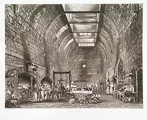 ANCIENT KITCHEN, WINDSOR CASTLE . A busy scene in the kitchen of Windsor Castle. Engraved by W.J....