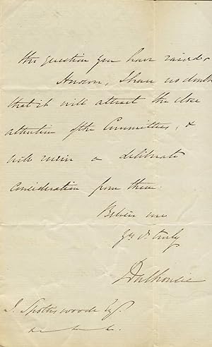 Autograph letter, signed "Dalhousie," to J. Spottiswoode