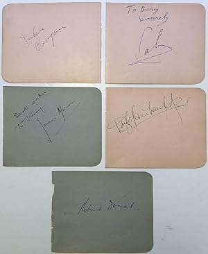 Five vintage signed album pages