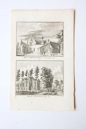 't Huis Albrechtsberg bij Bloemendaal. 1746. / Kerk te Bloemendaal. 1746.