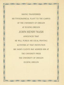 Having Transferred His Typographical Plant to the Campus of the University of Oregon at Eugene, O...